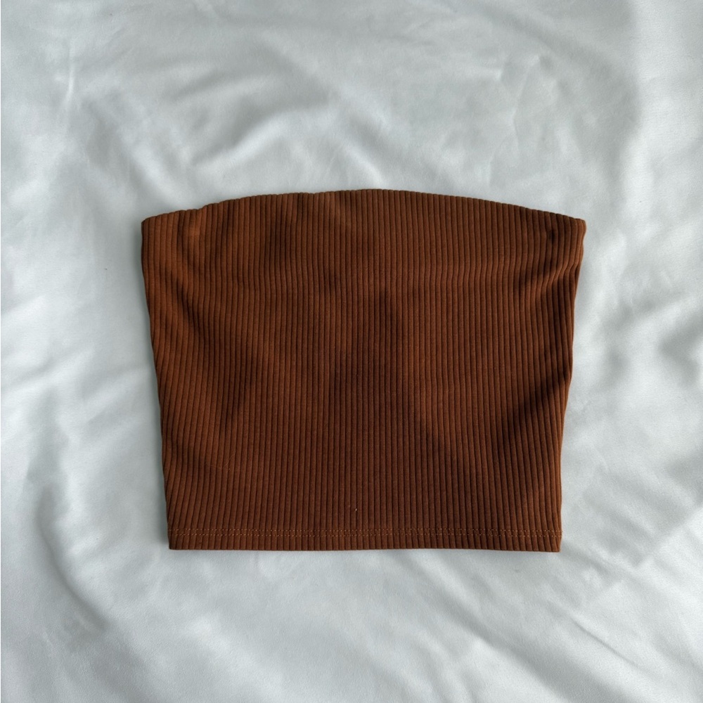 Burnt Orange Ribbed Tube Top